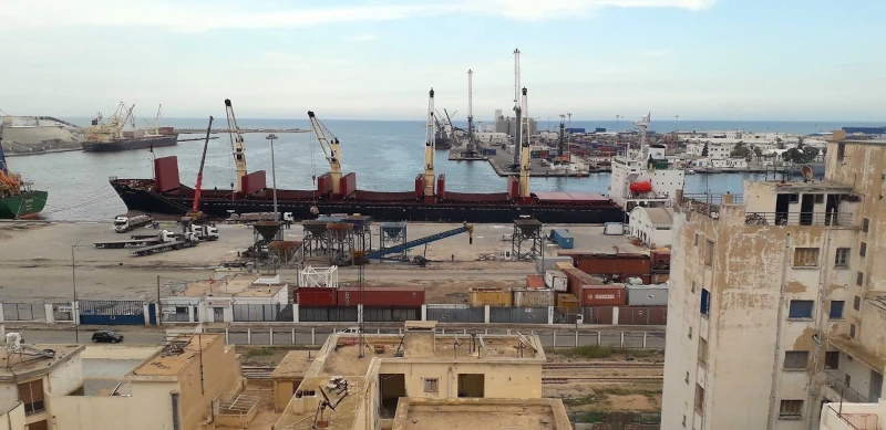 View of Sfax port from top floor of Hotel Les Olivier Palace - Nick Dines